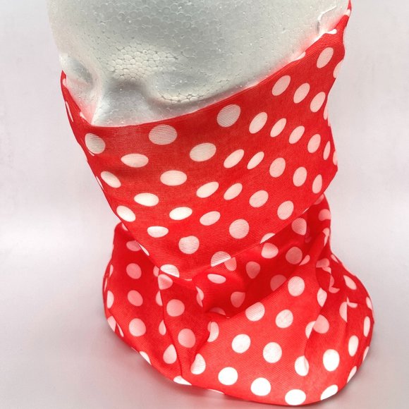 RED POKODOT NECK GAITER FACE MASK - Picture 2 of 3